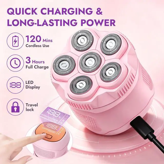 Alt view image 3 of 7 - Electric Razor for Women, Painless Body Hair Shaver Cordless Bikini Trimmer