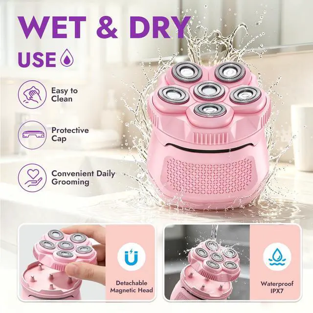 Alt view image 5 of 7 - Electric Razor for Women, Painless Body Hair Shaver Cordless Bikini Trimmer