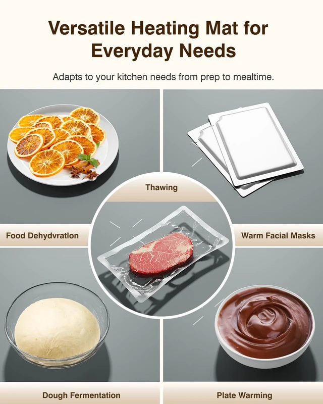 Alt view image 6 of 7 - Warming Mat for Food (24"x16") 7-Level Electric Warming Tray with 400W High-Power, Timer 099H & Built-In Strap - Rollable Large Food Warming Mat for Parties & Buffet