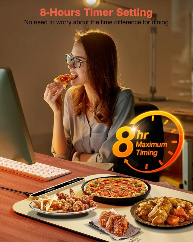Alt view image 2 of 7 - Food Warming Mat, 27.5x16'' Electric Warming Tray with 7 Temp-Settings, 1-99h Flexible Timer, Switchable °F/°C, Rollable Food Warmer Keep Food Warm at Buffet, Party, Sabbath, Daily Use