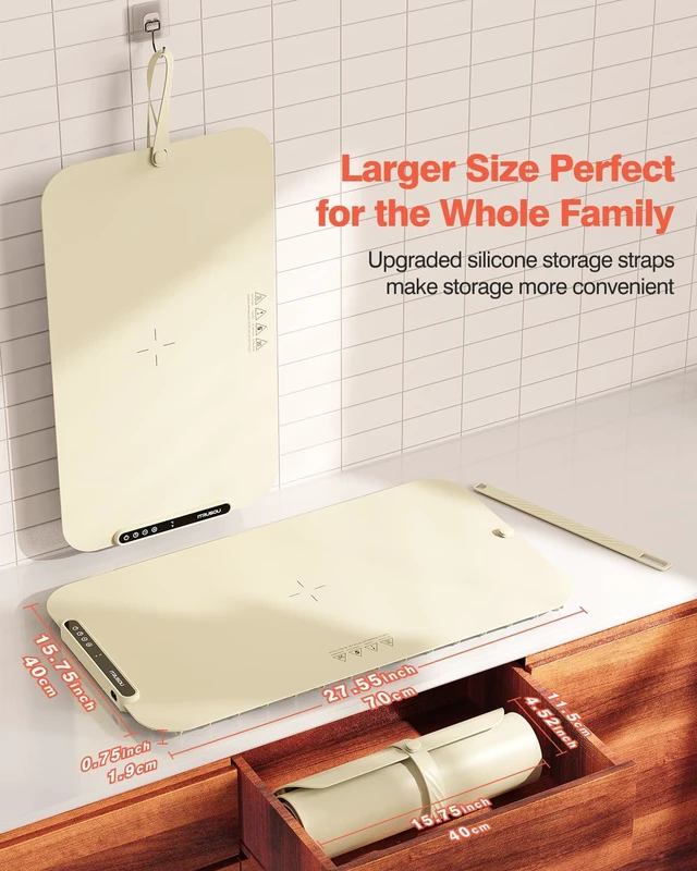 Alt view image 5 of 7 - Food Warming Mat, 27.5x16'' Electric Warming Tray with 7 Temp-Settings, 1-99h Flexible Timer, Switchable °F/°C, Rollable Food Warmer Keep Food Warm at Buffet, Party, Sabbath, Daily Use