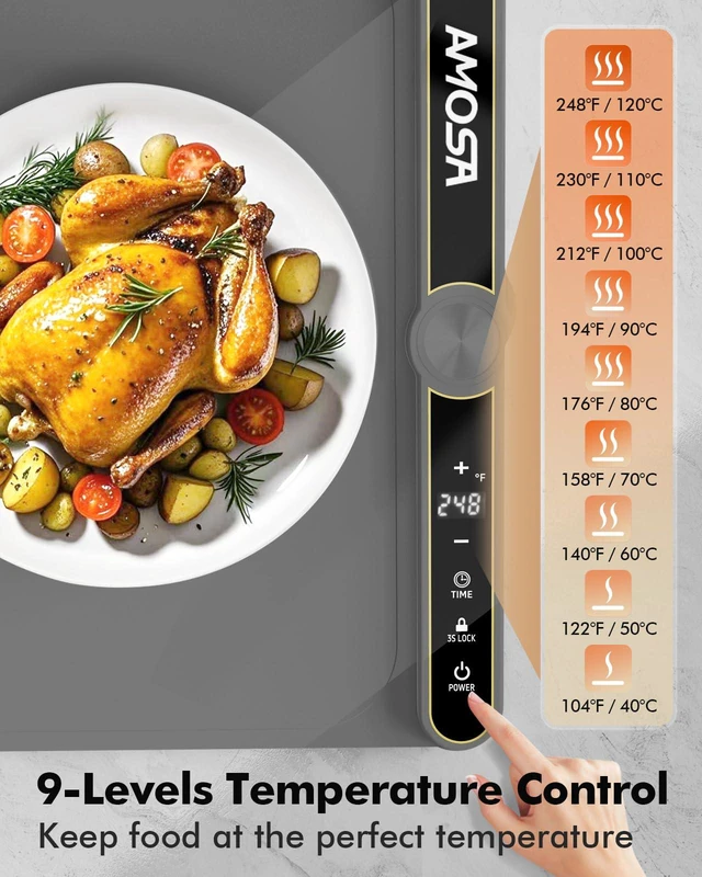 Alt view image 2 of 7 - Warming Mat for Food, Extra Large XXL32 x15 Roll Up Food Warming Mat | Fast Heating Electric Food Warmer with 9 Level Temperature and 6 Hours Timer Portable Warming Trays for Buffets Party (Grey)