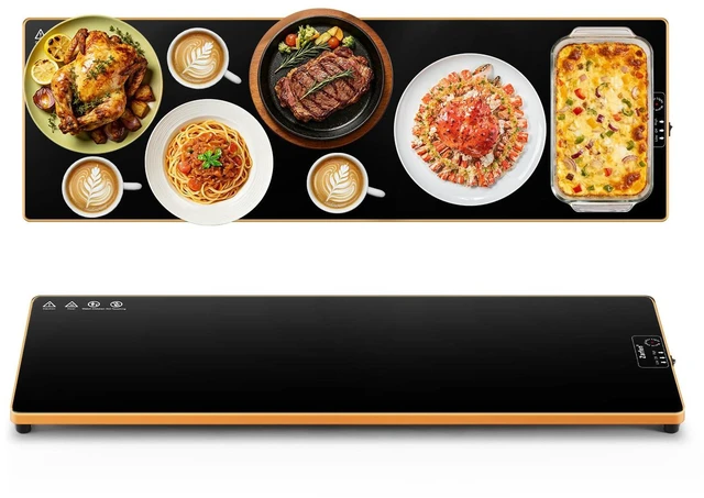 Main image of Electric Warming Tray(Extra Long 40x12),Food Warmer for Parties Buffet,Family Gatherings,Adjustable Temp (158°F-291°F),Chafing Dishes for Buffets.Keep Food Warm 24 Hours,Tempered Glass Warming Mat