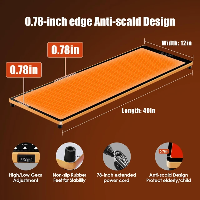 Alt view image 2 of 7 - Electric Warming Tray(Extra Long 40x12),Food Warmer for Parties Buffet,Family Gatherings,Adjustable Temp (158°F-291°F),Chafing Dishes for Buffets.Keep Food Warm 24 Hours,Tempered Glass Warming Mat