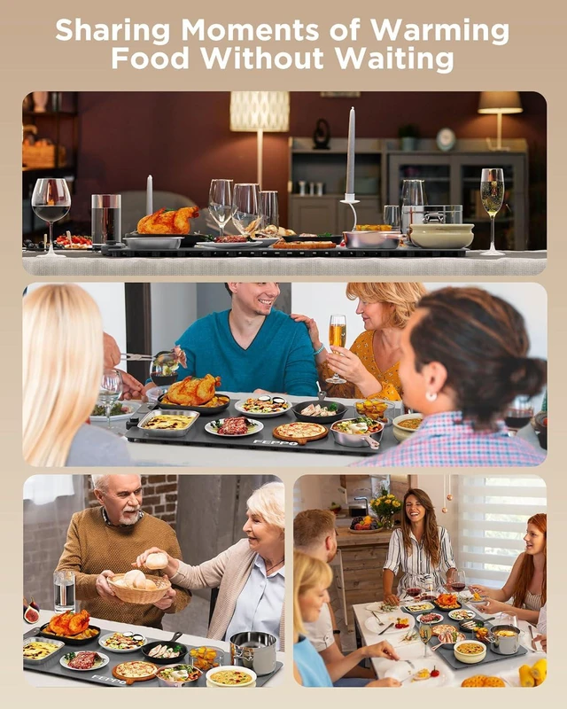 Alt view image 7 of 7 - Food Warming Mat, 35"x16" Food Warmers for Parties Buffet | Fast Full-Surface Warming Mat for Food with 19 Level Adjustable Temperature and 6 Hours Timer, Roll Up Food Warmer