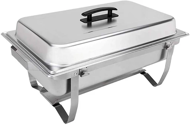Main image of Foldable Buffet Chafing Dish Set, 8 Piece | Foldable frame, lid, water pan, 2 food pans, 2 fuel holders, 8 qt capacity