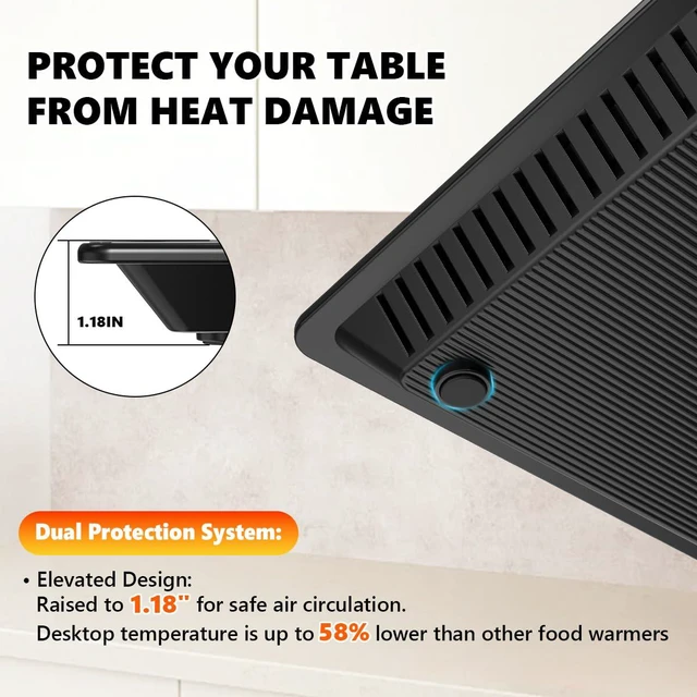 Alt view image 7 of 7 - Electric Warming Tray,4-in-1 Modular Food Warmers for Parties Buffet | 33"x15" Glass Food Warming Mat, 10 Temp Settings and 8H Timer, Portable Warmer for Catering & Gatherings
