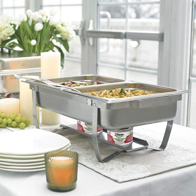 Alt view image 5 of 7 - Foldable Buffet Chafing Dish Set, 8 Piece | Foldable frame, lid, water pan, 2 food pans, 2 fuel holders, 8 qt capacity