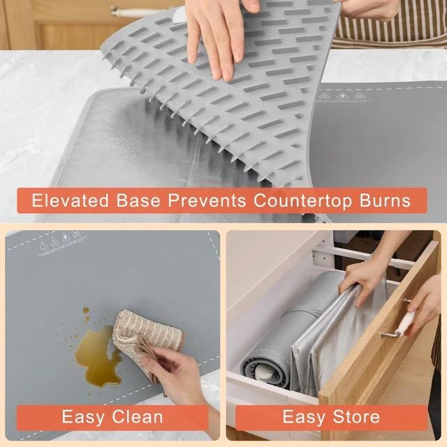Alt view image 7 of 7 - Warming Mat for Food with Heat Resistant Pad, Prevent Countertop Cracks, Keep Meal Warm, Rapid and Full Surface Heating, 6 Temp Settings, 6H Timer, Upgraded Rollable Portable Food Warmer Mat Grey