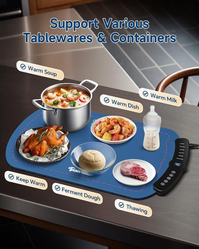 Alt view image 5 of 7 - Food Warming Mat,7 Temp,4H Timer,Roll Heat Pad,Thermochromic Line | 8s Rapid Even Heating,Built-in Child Lock&Auto Shutoff,Multi-use for Warming,Defrosting&Dough Fermentation for Daily Dining