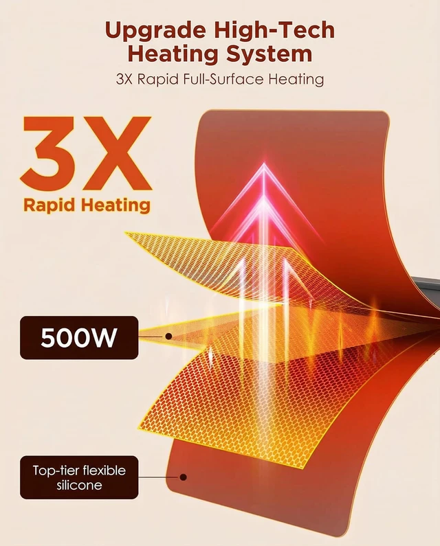 Alt view image 2 of 7 - Food Warming Mat, Upgrade High-tech Heating System, Fast Full Surface | Electric Warming Tray with 6 Level Adjustable Temperature and 6 Hours Timer, Roll Up Food Warmers for Parties Buffet