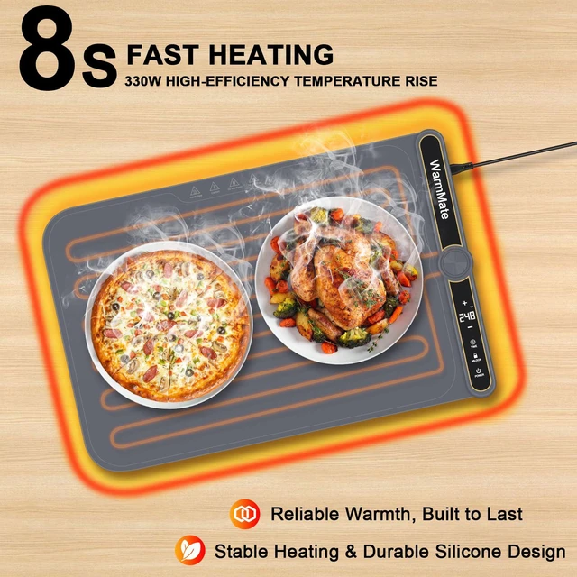 Alt view image 4 of 7 - Warming Mat for Food, Upgrade Rapid Heating System, Roll-Up Design | Electric Warming Tray with 9-Level Temperature Precision Control, 6H Timer, Ideal for Buffets, Parties & Gatherings
