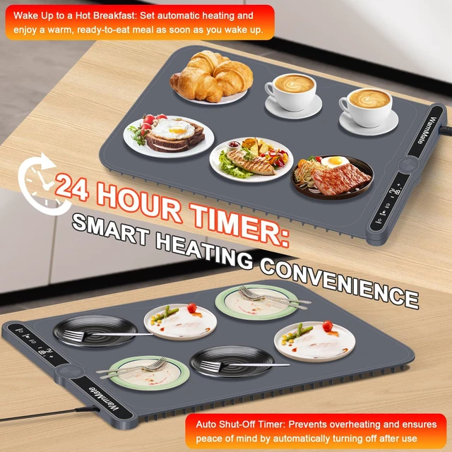 Alt view image 7 of 7 - Warming Mat for Food, Upgrade Rapid Heating System, Roll-Up Design | Electric Warming Tray with 9-Level Temperature Precision Control, 6H Timer, Ideal for Buffets, Parties & Gatherings