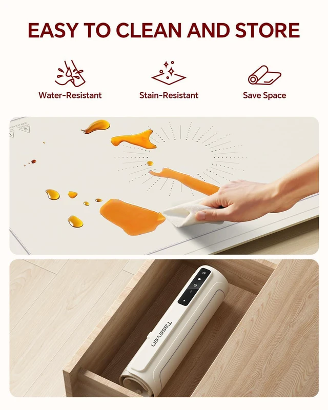 Alt view image 6 of 7 - Food Warming Mat,7 Temp,4H Timer,Thermochromic Line,Kids Lock,White | 8s Quick Full Surface Heating&Auto Shutoff,Multi-use for Warming,Defrosting,Dough Fermentation,Buffets and Daily Dining