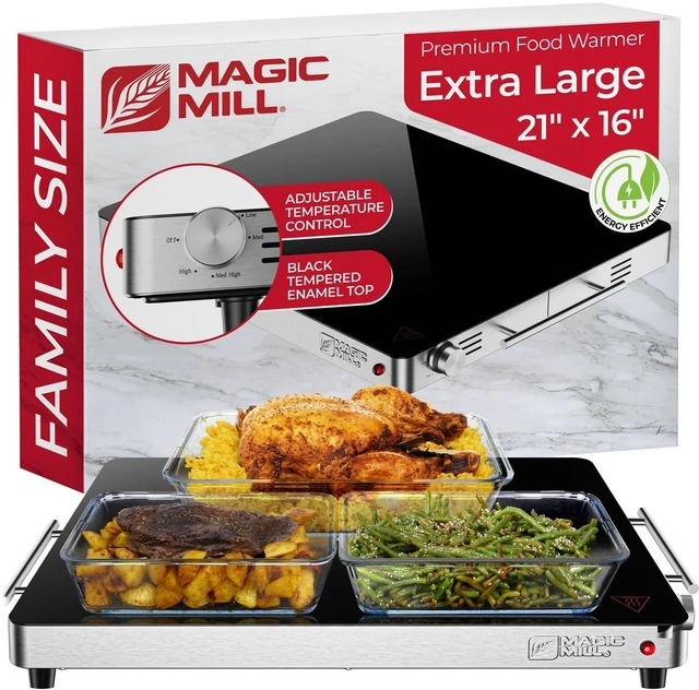Main image of Premium-Grade Glass Food Warmer for Parties Buffet, XL Stainless Steel Modern Electric Warming Tray, Adjustable Temperature Control, Advanced Precision-Engineered Heating System Size-21x16