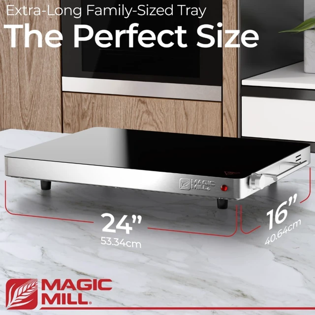 Alt view image 7 of 7 - Premium-Grade Glass Food Warmer for Parties Buffet, XL Stainless Steel Modern Electric Warming Tray, Adjustable Temperature Control, Advanced Precision-Engineered Heating System Size-21x16