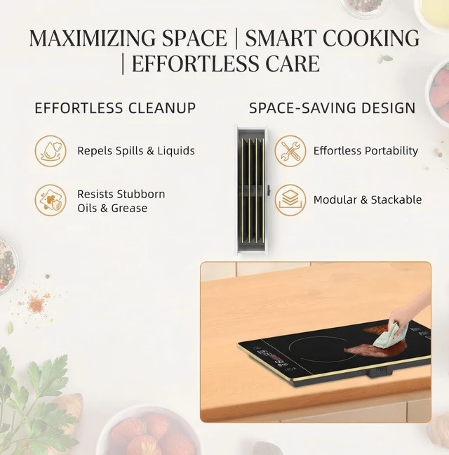 Alt view image 6 of 7 - Modular Food Warming Tray, 19"x11" Electric Buffet Warmer with 9 Temperature Settings & 24H Timer, Heat-Resistant Glass Top, Stackable Food Warming Mat for Family Dinners & Buffets