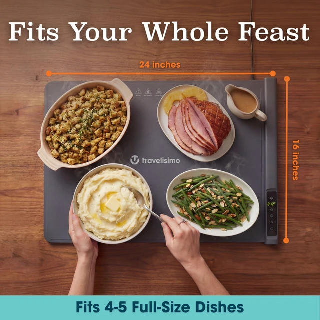 Alt view image 3 of 7 - Warming Mat for Food, 24x16in Warming Trays for Buffets Party & Family Dinners - Food Warming Mat Keeps Meals Warm & Ready to Serve, Rapid Heating Electric Warming Tray for Any Table