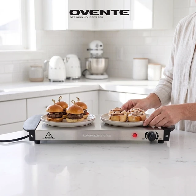 Alt view image 7 of 7 - Electric Warming Tray, Adjustable from 90°F to 284°F, Silver FW170S | Compact Food Warmer & Server for Buffets, Perfect for Parties, Events, and Dinners, with Cool-Touch Handles, Stainless Steel