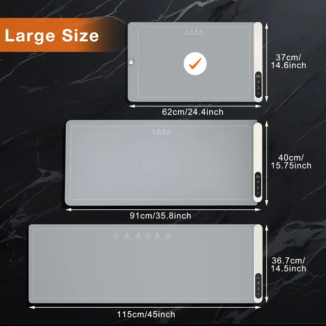 Alt view image 7 of 7 - Warming Mat for Food 24"x15", Rapid and Full Surface Heating Gray | 6 Temp Settings, 6H Timer, Rollable Portable Silicone Electric Food Heating Mat for Countertop Party Buffet, Keep Meal Warm