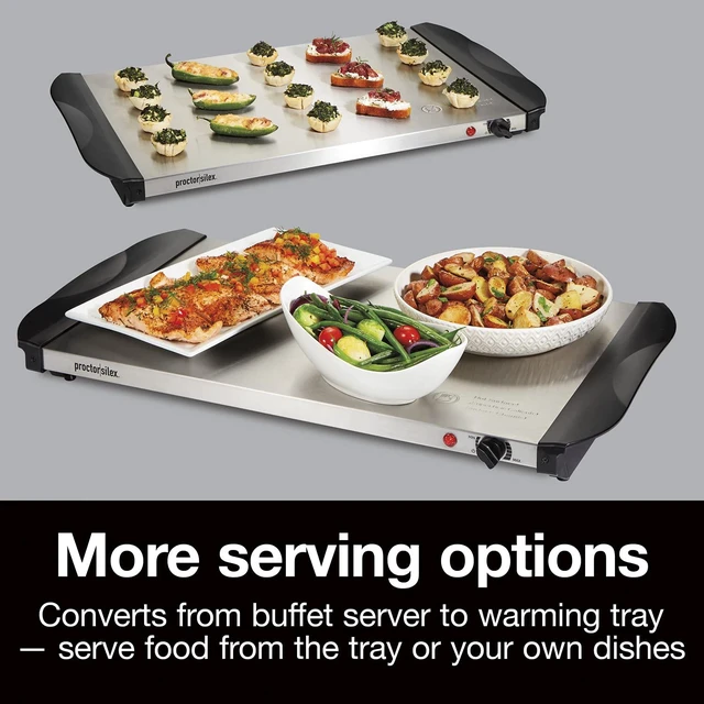 Alt view image 2 of 7 - Electric Buffet Server & Food Warmer With Lids | For Parties, Holidays and Entertaining | Adjustable Temp | Three 2.5 Quart Oven-Safe Chafing Dish Set | Stainless Steel