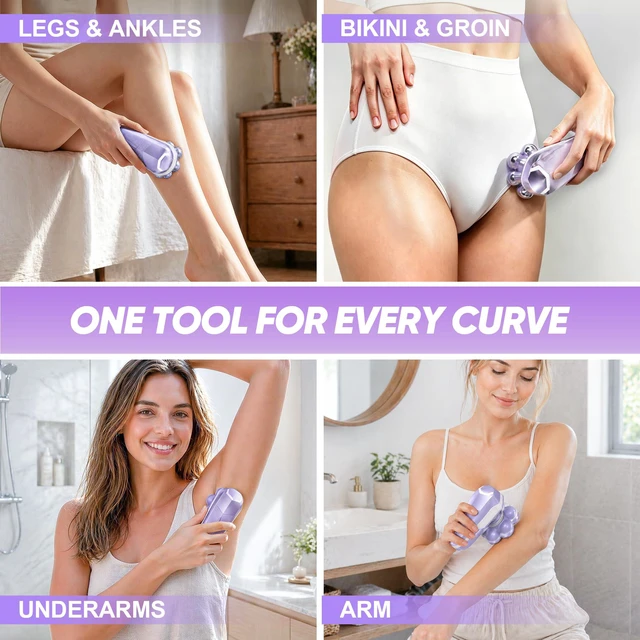 Alt view image 3 of 7 - Electric Shaver for Women, Electric Razor with 7D Magnetic Shaver Heads, Wet Dry Bikini Trimmer Kit for Women & Men, Nose Ear Hair Trimmer, USB Rechargeable Clippers, Purple