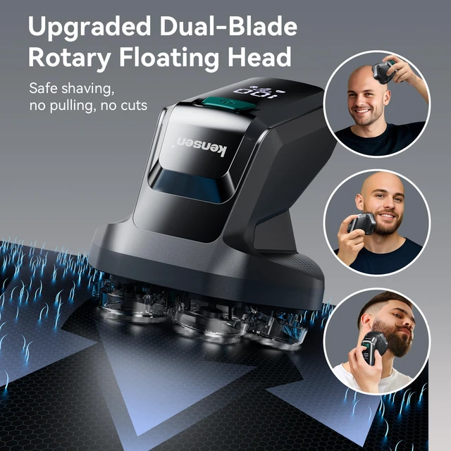 Alt view image 6 of 7 - 7D Electric Head Shaver for Bald Men, Electric Razor for Men | Magnetic Detachable Floating Heads with Dual Speed, IPX6 Waterproof Wet Dry Shaver, Bald Head Shavers with LED Display