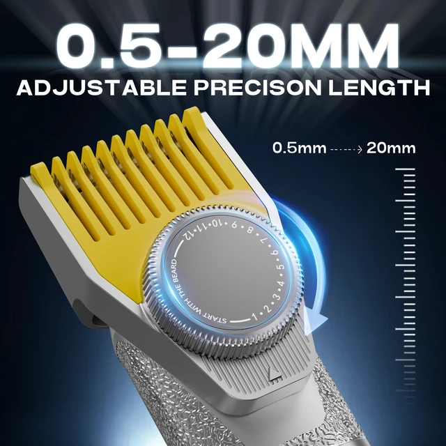 Alt view image 2 of 7 - Beard Trimmer for Men, 6-in-1 Men's Grooming Kit,IPX7 Waterproof Wet/Dry, 2-Speed electric razor for men, Easy-Swap Magnetic Heads, LED Display, 20-Length Dial, 4.5-hour battery life,USB-C,Argent