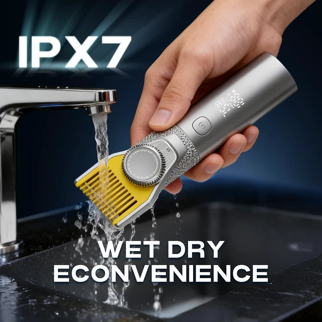 Alt view image 3 of 7 - Beard Trimmer for Men, 6-in-1 Men's Grooming Kit,IPX7 Waterproof Wet/Dry, 2-Speed electric razor for men, Easy-Swap Magnetic Heads, LED Display, 20-Length Dial, 4.5-hour battery life,USB-C,Argent