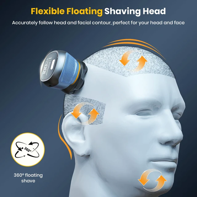 Alt view image 4 of 7 - Head Shavers for Bald Men, 2026 6D Magnetic 2-Speed Head Shaver | IPX7 Waterproof Wet/Dry Head Shavers for Men, Mens Head Shaver Bald, USB-C 120-Min Runtime, LED Display & Travel Lock
