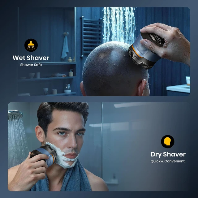 Alt view image 5 of 7 - Head Shavers for Bald Men, 2026 6D Magnetic 2-Speed Head Shaver | IPX7 Waterproof Wet/Dry Head Shavers for Men, Mens Head Shaver Bald, USB-C 120-Min Runtime, LED Display & Travel Lock