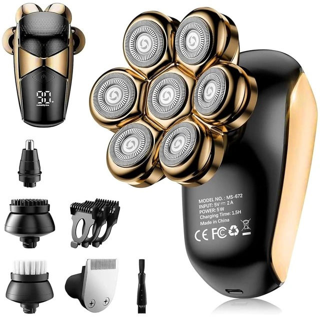 Main image of Head Shavers for Bald Men: 5-in-1 Electric Razor - IPX7 Waterproof Shaving Grooming Kit for Balder - Turbo Speed & Precision Blades (Ink Gold)