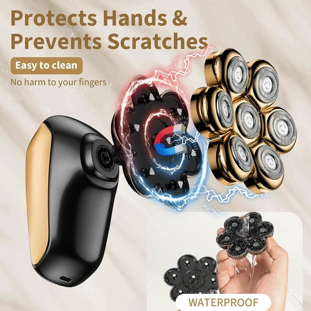 Alt view image 2 of 7 - Head Shavers for Bald Men: 5-in-1 Electric Razor - IPX7 Waterproof Shaving Grooming Kit for Balder - Turbo Speed & Precision Blades (Ink Gold)