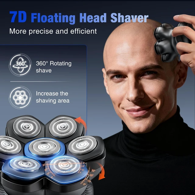 Alt view image 2 of 7 - PRO 7D Head Shaver for Bald Men - 2026 New Electric Bald Head Shaver | Dual Speed Power, 7D Floating Magnetic Shaver Head, Smooth Close Shave, IPX6 Waterproof, Wet/Dry Use, LED Display,Travel Lock