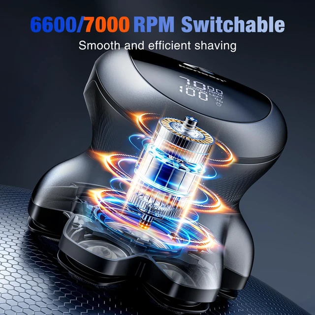 Alt view image 3 of 7 - PRO 7D Head Shaver for Bald Men - 2026 New Electric Bald Head Shaver | Dual Speed Power, 7D Floating Magnetic Shaver Head, Smooth Close Shave, IPX6 Waterproof, Wet/Dry Use, LED Display,Travel Lock