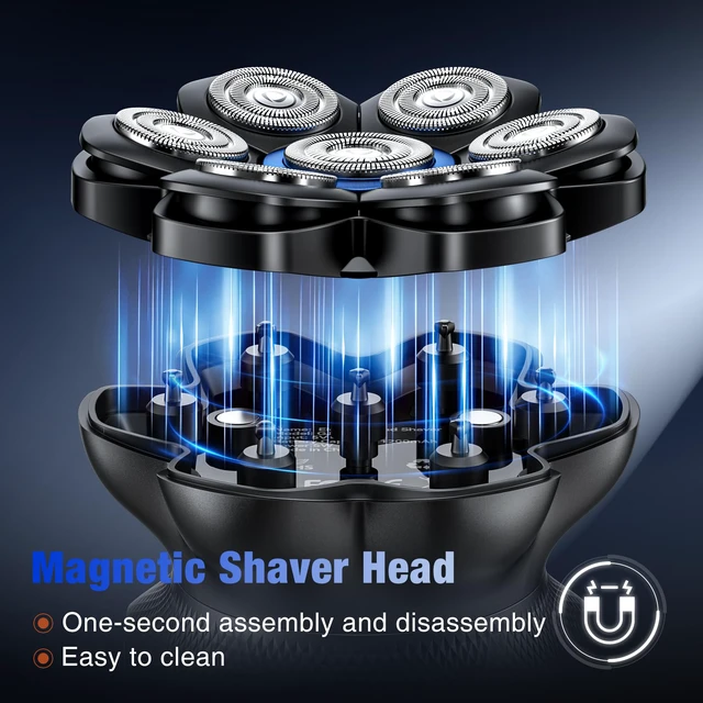 Alt view image 4 of 7 - PRO 7D Head Shaver for Bald Men - 2026 New Electric Bald Head Shaver | Dual Speed Power, 7D Floating Magnetic Shaver Head, Smooth Close Shave, IPX6 Waterproof, Wet/Dry Use, LED Display,Travel Lock