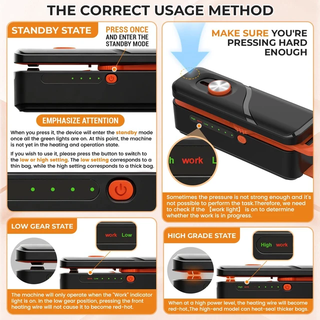 Alt view image 2 of 7 - 2 in 1 Mini Bag Sealer Rechargeable Portable Heat Sealing Machine for Food Storage