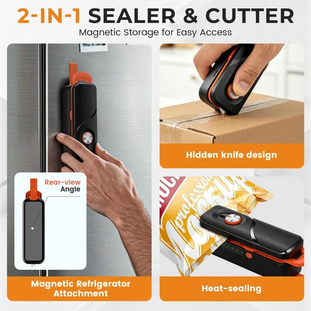 Alt view image 4 of 7 - 2 in 1 Mini Bag Sealer Rechargeable Portable Heat Sealing Machine for Food Storage