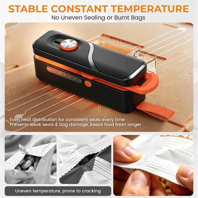 Alt view image 5 of 7 - 2 in 1 Mini Bag Sealer Rechargeable Portable Heat Sealing Machine for Food Storage