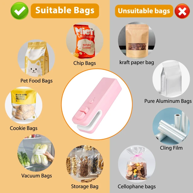 Alt view image 7 of 7 - Mini Bag Sealer 2 in 1 Rechargeable Bag Sealer and Cutter Magnet, Heat Sealer for Snacks, bag resealer for chip bags Portable Machine Sealer kitchen food packaging seal