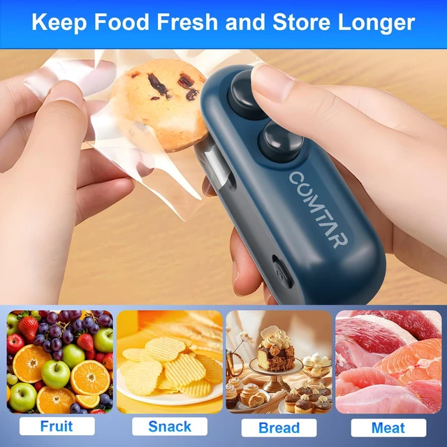 Alt view image 7 of 7 - Mini Bag Sealer,Chip Bag Sealer,2 IN 1 Heat Sealer & Cutter | Upgraded 2 in 1 Heat Sealer & Cutter, Rechargeable USB C, With Magnet, Portable Resealer Machine for Plastic Bags