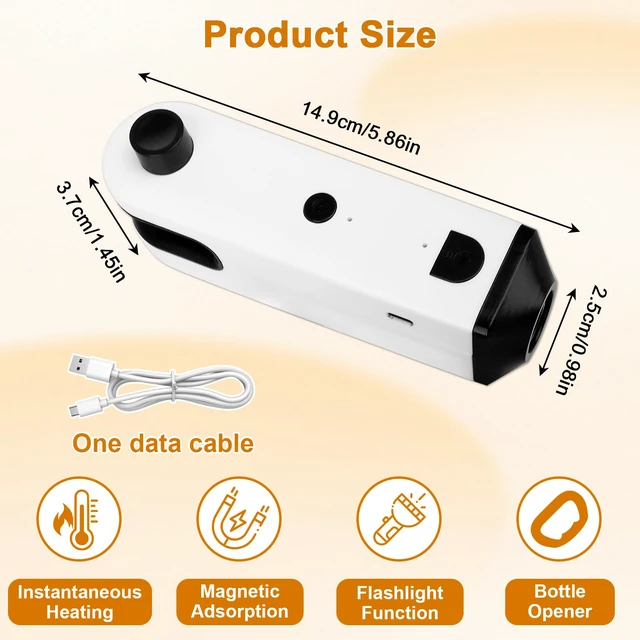 Alt view image 7 of 7 - 4-in-1 Portable Mini Bag Sealer, USB Rechargeable Handheld Heat Sealer | with Cutter, LED Flashlight & Bottle Opener, Resealer for Chip Snack Plastic Bags, Kitchen Food Storage Travel Camping