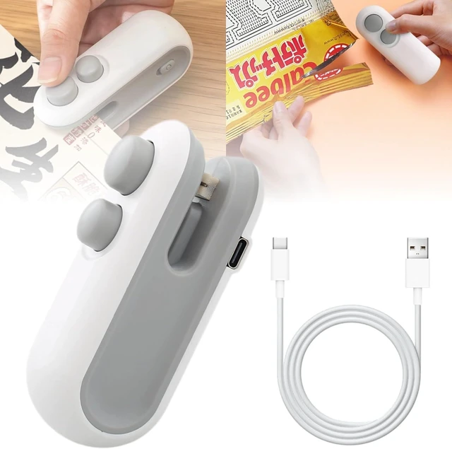 Main image of Mini Bag Sealer, 2-in-1 Rechargeable Mini Heat Sealer & Cutter, Magnetic Portable Plastic Bag Sealer for Snacks, Chips, Food Freshness Storage (White)