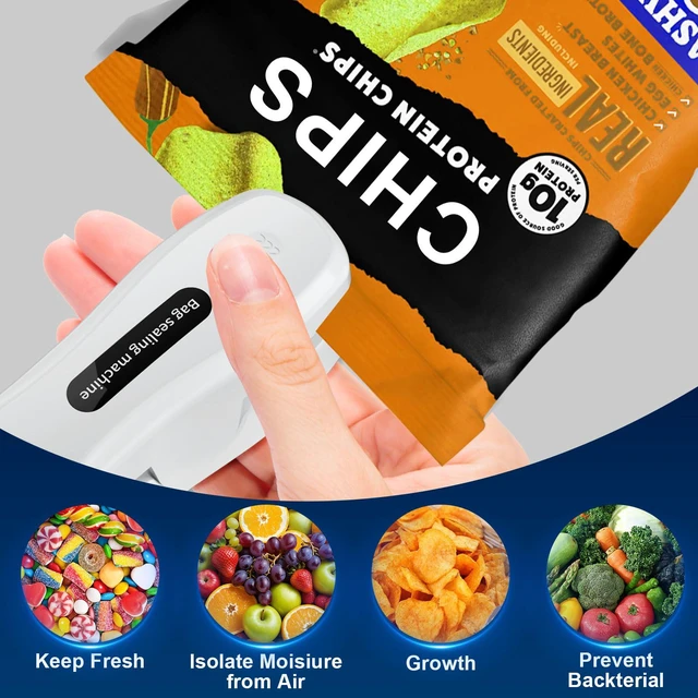 Alt view image 7 of 7 - Mini Bag Sealer, USB-C Rechargeable Heat Sealer & Cutter, 2-in-1 Portable Chip Bag Sealer with Magnet, Resealer for Plastic Bags, Snacks & Food Storage (White)