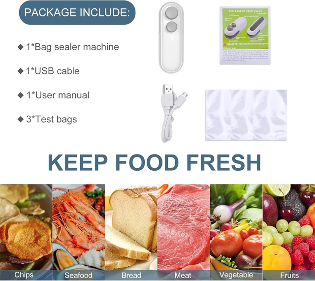 Alt view image 3 of 7 - Mini Bag Sealer, Upgraded 2 in 1 Small Bag Sealer Heat Seal with Cutter, Rechargeable Magnetic Chip Bag Sealer Heat Seal, Portable Resealer Machine for Snack Plastic Bags & Food Storage TravelWhite
