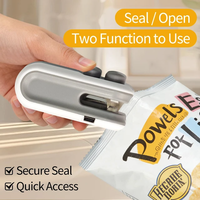 Alt view image 3 of 7 - Mini Bag Sealer, 2 in 1 Heat Sealers with Cutter and Magnet | Portable Handheld Chip Bag Sealers, Rechargeable Plastic Sealers for Snacks & Food Storage