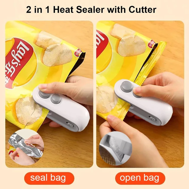 Alt view image 5 of 7 - Mini Bag Sealer 2 Pack Bag Sealer with Cutter and Magnet 2 in 1 Mini Bag Resealer Machine Portable Handheld Rechargeable Heat Vacuum Food Sealer for Plastic Bags Snacks & Food Storage (2, white)