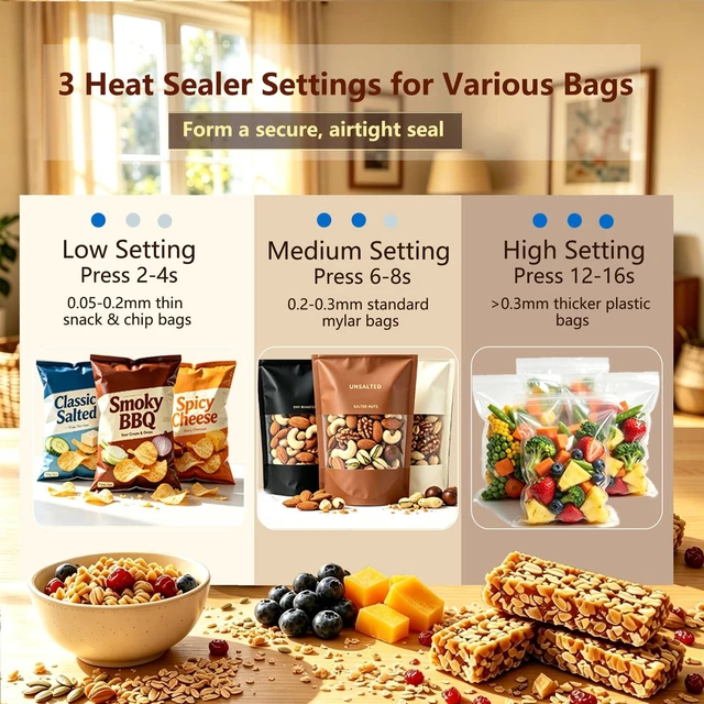 Alt view image 4 of 7 - Mini Bag Sealer, 2 in 1 Heat Bag Sealer with Cutter and Magnet for Kitchen Fridge, 1300mAh Rechargeable Heat Bag Resealer for Fresh Chips Snacks Mylar Plastic Bags Food Packaging Home Bakers Gift