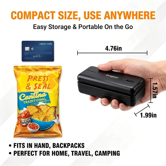 Alt view image 6 of 7 - Mini Bag Sealer, 2 in 1 Heat Bag Sealer with Cutter and Magnet for Kitchen Fridge, 1300mAh Rechargeable Heat Bag Resealer for Fresh Chips Snacks Mylar Plastic Bags Food Packaging Home Bakers Gift