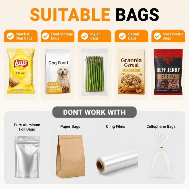 Alt view image 7 of 7 - Mini Bag Sealer, 2 in 1 Heat Bag Sealer with Cutter and Magnet for Kitchen Fridge, 1300mAh Rechargeable Heat Bag Resealer for Fresh Chips Snacks Mylar Plastic Bags Food Packaging Home Bakers Gift